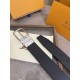 Replica di lusso Cinture reversibile pelle sottile Louis Vuitton da 35mm Nero argento Imitazioni Cloni Cinture reversibile pelle sottile Louis Vuitton da 35mm Nero argento firmate