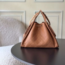 Replica di lusso Borse a mano Chanel 25 piccola Hobo AS5293 Marrone Imitazioni Cloni Borse a mano Chanel 25 piccola Hobo AS5293 Marrone firmate