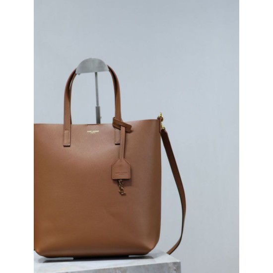 Cloni Borsa Replica shopping Tote YSL Saint Laurent Toy North/South verticale Marrone firmate