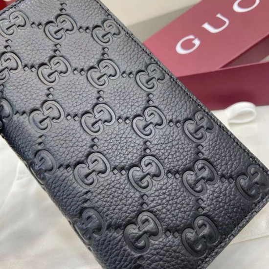 Cloni imitazione Portafoglio lungo Gucci GG Emblem 835014 nero firmate
