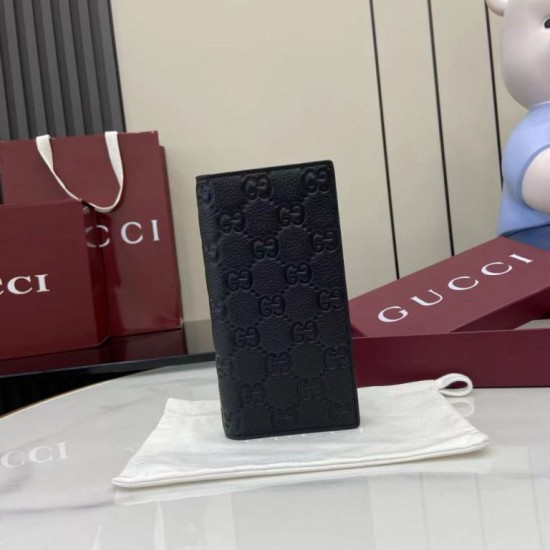 Cloni imitazione Portafoglio lungo Gucci GG Emblem 835014 nero firmate