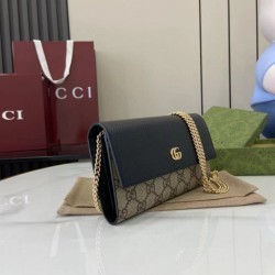 Replica di lusso Portafoglio Gucci GG Marmont bicolore con catena 546585 marrone/nero Imitazioni Cloni Portafoglio Gucci GG Marmont bicolore con catena 546585 marrone/nero firmate