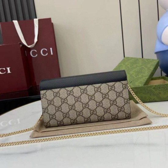 Replica di lusso Portafoglio Gucci GG Marmont bicolore con catena 546585 marrone/nero Imitazioni Cloni Portafoglio Gucci GG Marmont bicolore con catena 546585 marrone/nero firmate