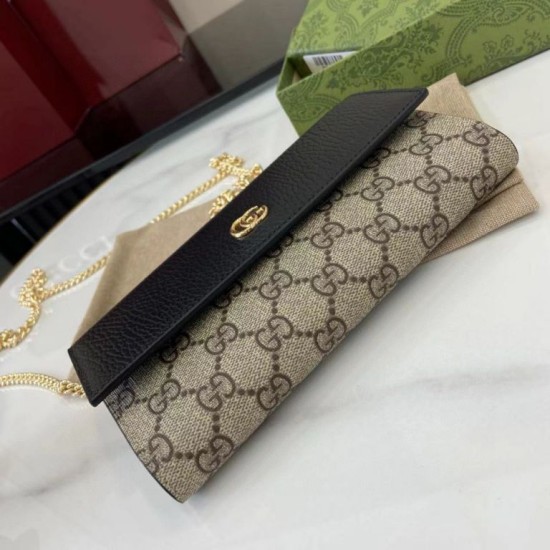 Replica di lusso Portafoglio Gucci GG Marmont bicolore con catena 546585 marrone/nero Imitazioni Cloni Portafoglio Gucci GG Marmont bicolore con catena 546585 marrone/nero firmate