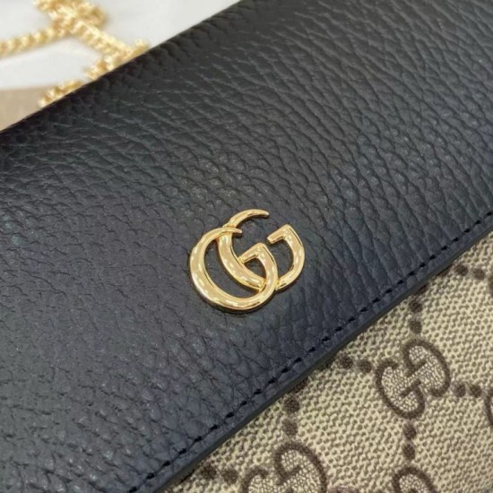 Replica di lusso Portafoglio Gucci GG Marmont bicolore con catena 546585 marrone/nero Imitazioni Cloni Portafoglio Gucci GG Marmont bicolore con catena 546585 marrone/nero firmate