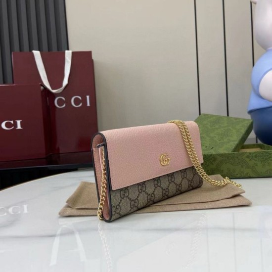 Replica di lusso Portafoglio Gucci GG Marmont bicolore con catena 546585 marrone/Rosa Imitazioni Cloni Portafoglio Gucci GG Marmont bicolore con catena 546585 marrone/Rosa firmate
