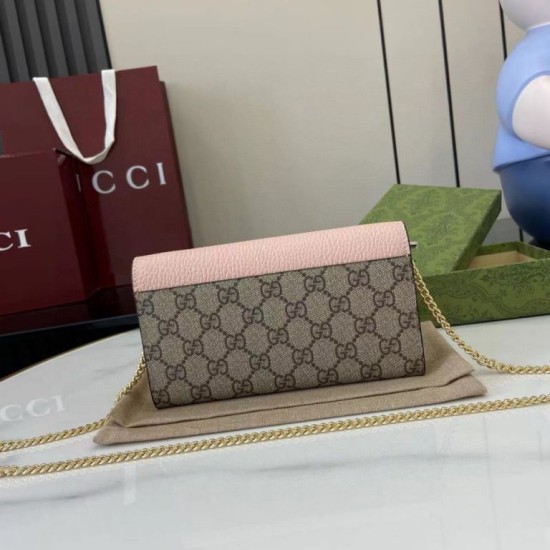 Replica di lusso Portafoglio Gucci GG Marmont bicolore con catena 546585 marrone/Rosa Imitazioni Cloni Portafoglio Gucci GG Marmont bicolore con catena 546585 marrone/Rosa firmate