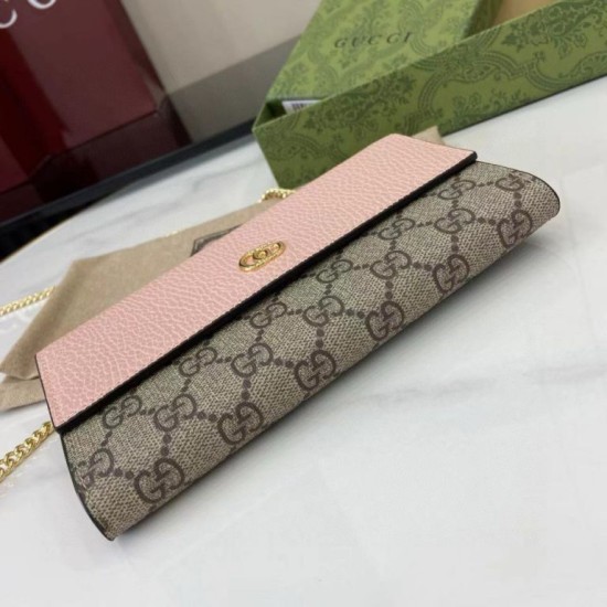 Replica di lusso Portafoglio Gucci GG Marmont bicolore con catena 546585 marrone/Rosa Imitazioni Cloni Portafoglio Gucci GG Marmont bicolore con catena 546585 marrone/Rosa firmate