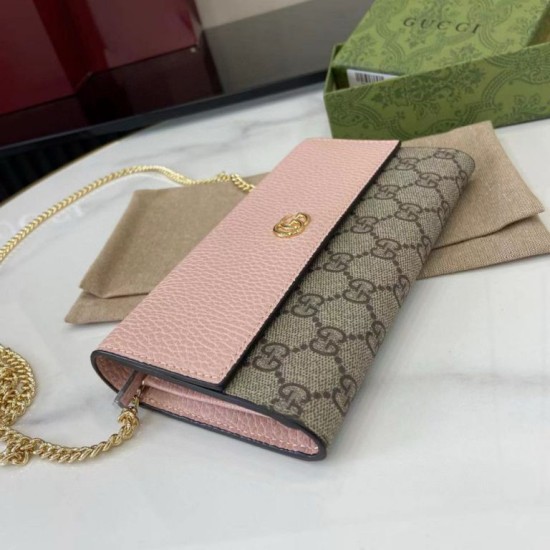 Replica di lusso Portafoglio Gucci GG Marmont bicolore con catena 546585 marrone/Rosa Imitazioni Cloni Portafoglio Gucci GG Marmont bicolore con catena 546585 marrone/Rosa firmate