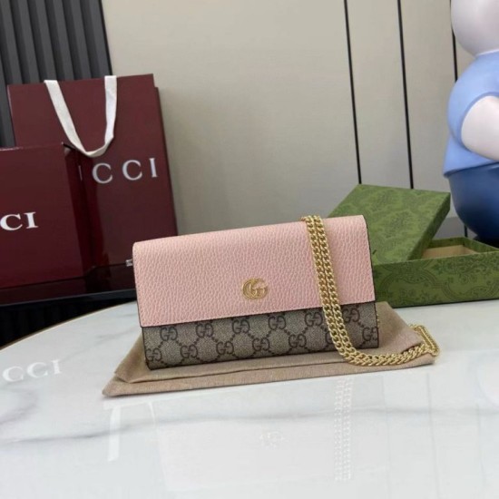 Replica di lusso Portafoglio Gucci GG Marmont bicolore con catena 546585 marrone/Rosa Imitazioni Cloni Portafoglio Gucci GG Marmont bicolore con catena 546585 marrone/Rosa firmate