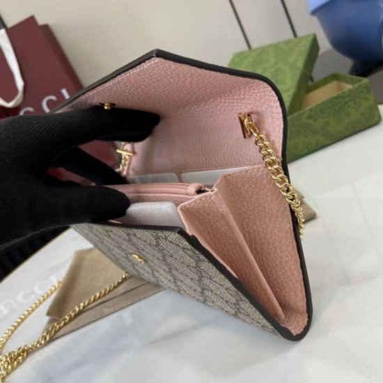 Replica di lusso Portafoglio Gucci GG Marmont bicolore con catena 546585 marrone/Rosa Imitazioni Cloni Portafoglio Gucci GG Marmont bicolore con catena 546585 marrone/Rosa firmate