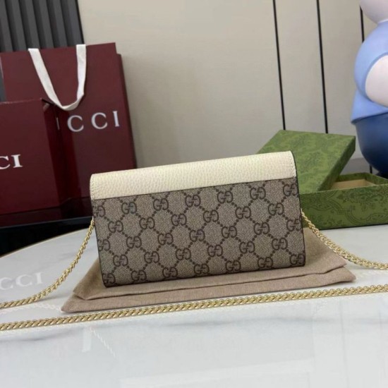 Replica di lusso Portafoglio Gucci GG Marmont bicolore con catena 546585 marrone/Bianco Imitazioni Cloni Portafoglio Gucci GG Marmont bicolore con catena 546585 marrone/Bianco firmate