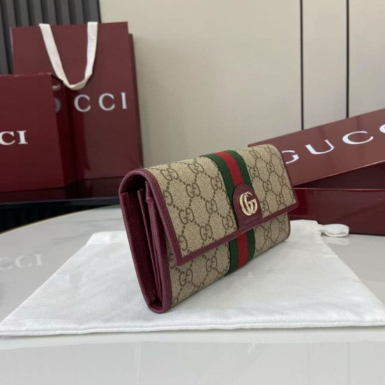 Cloni Dettagli perfetti Portafoglio continentale Gucci Ophidia 838485 Borgogna firmate