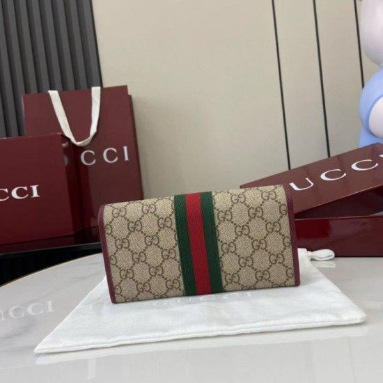 Cloni Dettagli perfetti Portafoglio continentale Gucci Ophidia 838485 Borgogna firmate