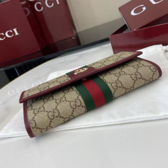 Cloni Dettagli perfetti Portafoglio continentale Gucci Ophidia 838485 Borgogna firmate