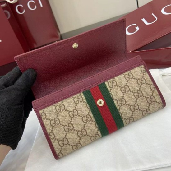 Cloni Dettagli perfetti Portafoglio continentale Gucci Ophidia 838485 Borgogna firmate