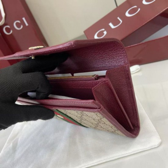 Cloni Dettagli perfetti Portafoglio continentale Gucci Ophidia 838485 Borgogna firmate