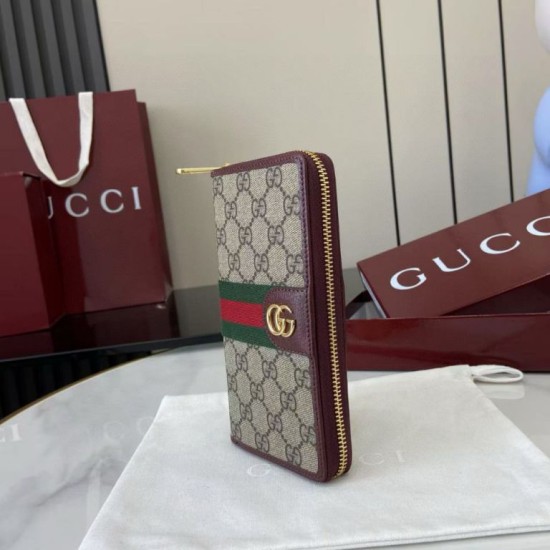 Replica di lusso Portafoglio Gucci Ophidia con cerniera 838619 Borgogna Imitazioni Cloni Portafoglio Gucci Ophidia con cerniera 838619 Borgogna firmate