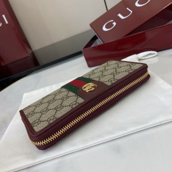 Replica di lusso Portafoglio Gucci Ophidia con cerniera 838619 Borgogna Imitazioni Cloni Portafoglio Gucci Ophidia con cerniera 838619 Borgogna firmate