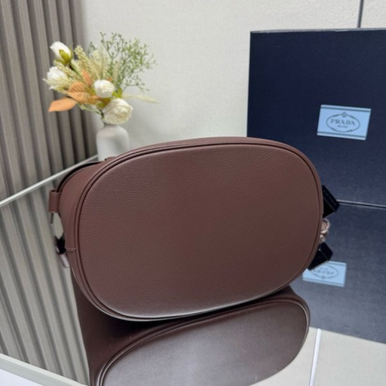Replica di lusso Borse a secchiello con fibbia Prada Borgogna Imitazioni Cloni Borse a secchiello con fibbia Prada Borgogna firmate