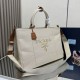 Replica di lusso Borse tote Prada Jardinière extra large in tela di cotone Beige Imitazioni Cloni Borse tote Prada Jardinière extra large in tela di cotone Beige firmate
