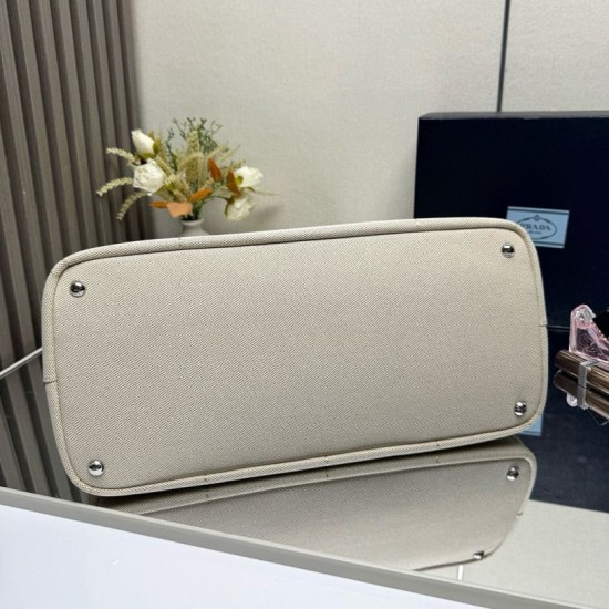 Replica di lusso Borse tote Prada Jardinière extra large in tela di cotone Beige Imitazioni Cloni Borse tote Prada Jardinière extra large in tela di cotone Beige firmate