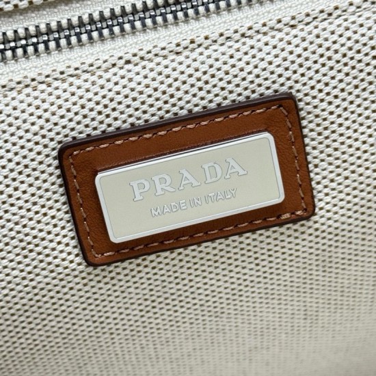 Replica di lusso Borse tote Prada Jardinière extra large in tela di cotone Beige Imitazioni Cloni Borse tote Prada Jardinière extra large in tela di cotone Beige firmate