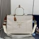 Replica di lusso Borse tote Prada Jardinière extra large in tela di cotone Beige Imitazioni Cloni Borse tote Prada Jardinière extra large in tela di cotone Beige firmate