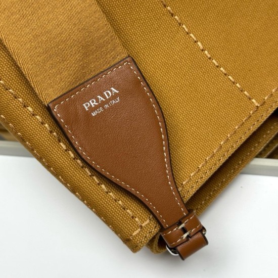 Replica di lusso Borse tote Prada Jardinière extra large in tela di cotone marrone Imitazioni Cloni Borse tote Prada Jardinière extra large in tela di cotone marrone firmate