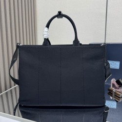 Replica di lusso Borse tote Prada Jardinière extra large in tela di cotone Nero Imitazioni Cloni Borse tote Prada Jardinière extra large in tela di cotone Nero firmate