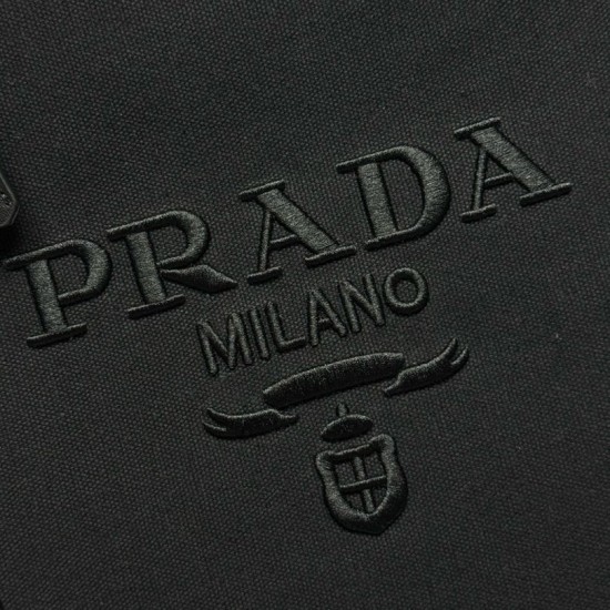 Replica di lusso Borse tote Prada Jardinière extra large in tela di cotone Nero Imitazioni Cloni Borse tote Prada Jardinière extra large in tela di cotone Nero firmate