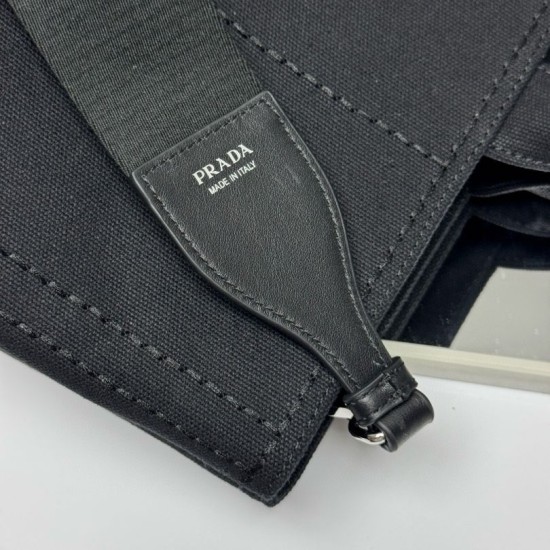 Replica di lusso Borse tote Prada Jardinière extra large in tela di cotone Nero Imitazioni Cloni Borse tote Prada Jardinière extra large in tela di cotone Nero firmate
