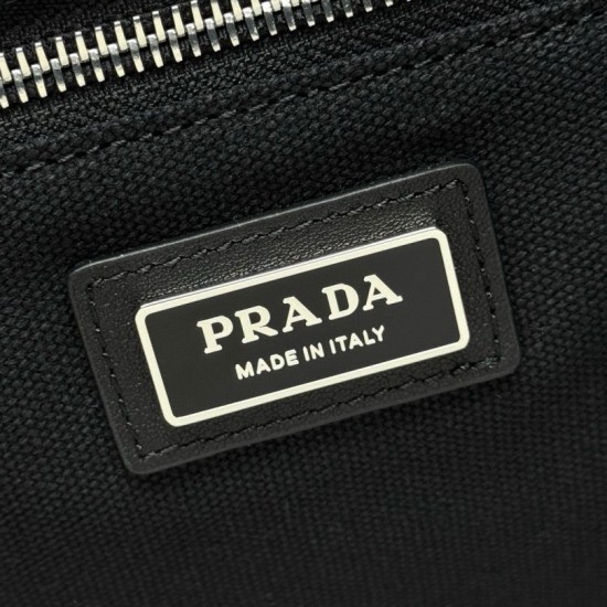 Replica di lusso Borse tote Prada Jardinière extra large in tela di cotone Nero Imitazioni Cloni Borse tote Prada Jardinière extra large in tela di cotone Nero firmate