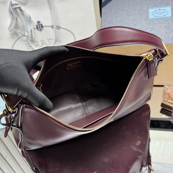 Replica di lusso Borsa a tracolla Prada Aimée media bordeaux Imitazioni Cloni Borsa a tracolla Prada Aimée media bordeaux firmate