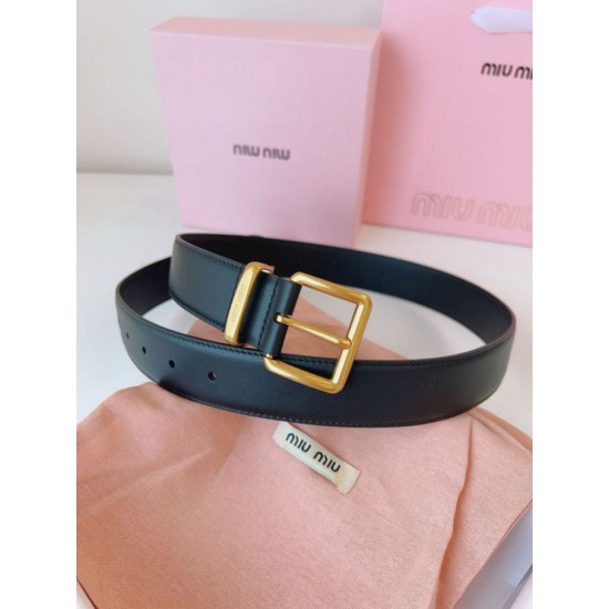 Replica di lusso Pari Cintura con fibbia color oro Miu Miu 35mm Nero Imitazioni Cloni Pari replica Cintura con fibbia color oro Miu Miu 35mm Nero firmate