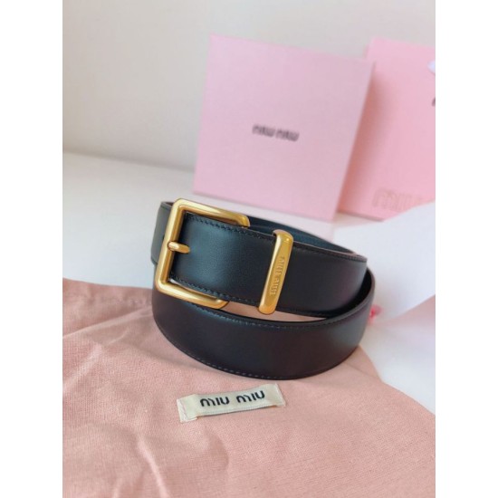Replica di lusso Pari Cintura con fibbia color oro Miu Miu 35mm Nero Imitazioni Cloni Pari replica Cintura con fibbia color oro Miu Miu 35mm Nero firmate