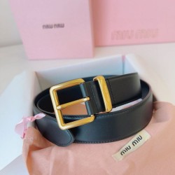 Cloni Pari replica Cintura con fibbia color oro Miu Miu 35mm Nero firmate