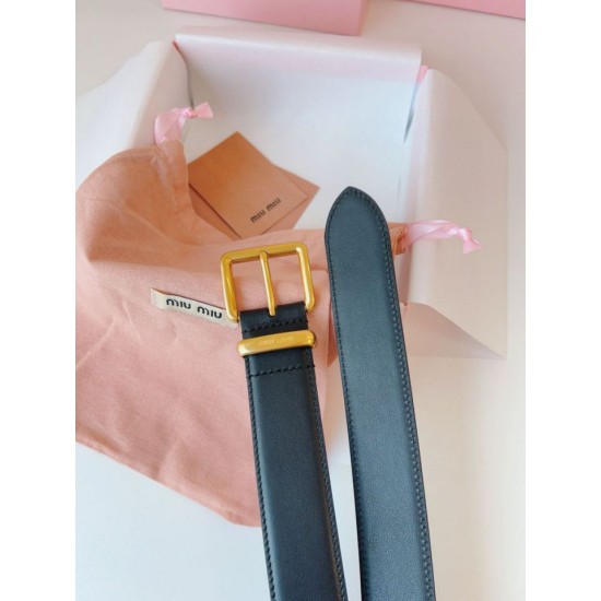 Replica di lusso Pari Cintura con fibbia color oro Miu Miu 35mm Nero Imitazioni Cloni Pari replica Cintura con fibbia color oro Miu Miu 35mm Nero firmate