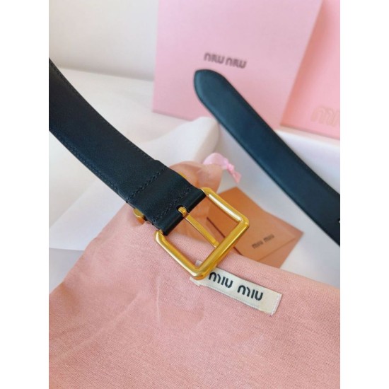 Replica di lusso Pari Cintura con fibbia color oro Miu Miu 35mm Nero Imitazioni Cloni Pari replica Cintura con fibbia color oro Miu Miu 35mm Nero firmate