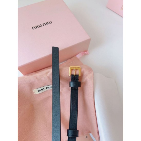 Replica di lusso Cintura con fibbia color oro Miu Miu 15mm Nero Imitazioni Cloni Cintura con fibbia color oro Miu Miu 15mm Nero firmate