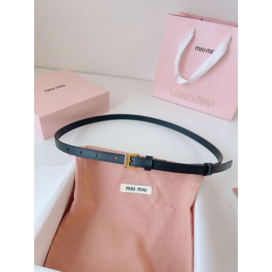 Replica di lusso Cintura con fibbia color oro Miu Miu 15mm Nero Imitazioni Cloni Cintura con fibbia color oro Miu Miu 15mm Nero firmate