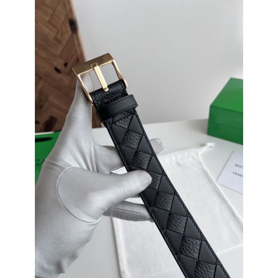 Replica Borse Cintura Intreccio Intreccio Reversibile Check Da Uomo Bottega Veneta Nero Oro firmate