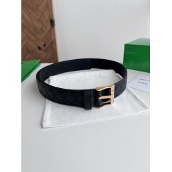 Cintura Intreccio Intreccio Reversibile Check Da Uomo Bottega Veneta Nero Oro