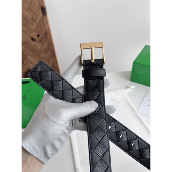 Replica Borse Cintura Intreccio Intreccio Reversibile Check Da Uomo Bottega Veneta Nero Oro firmate