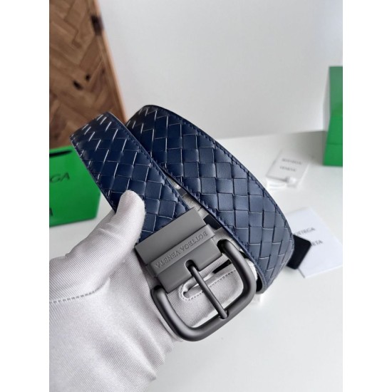 Cloni Cintura reversibile da uomo Bottega Veneta Intreccio Blu firmate