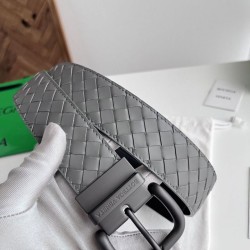Replica di lusso Alta gamma Cintura reversibile da uomo Bottega Veneta Intreccio Grigio Imitazioni Cloni Alta gamma replica Cintura reversibile da uomo Bottega Veneta Intreccio Grigio firmate