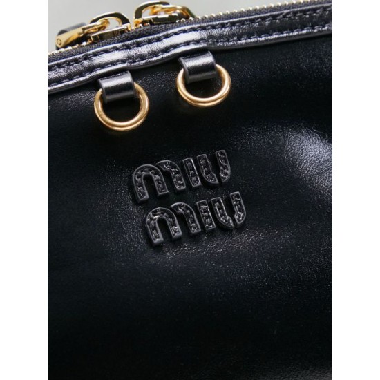 Replica di lusso Pochette Miu Miu Honey Caprice con stampa a conchiglia 5BF131 Nero Imitazioni Cloni Pochette Miu Miu Honey Caprice con stampa a conchiglia 5BF131 Nero firmate
