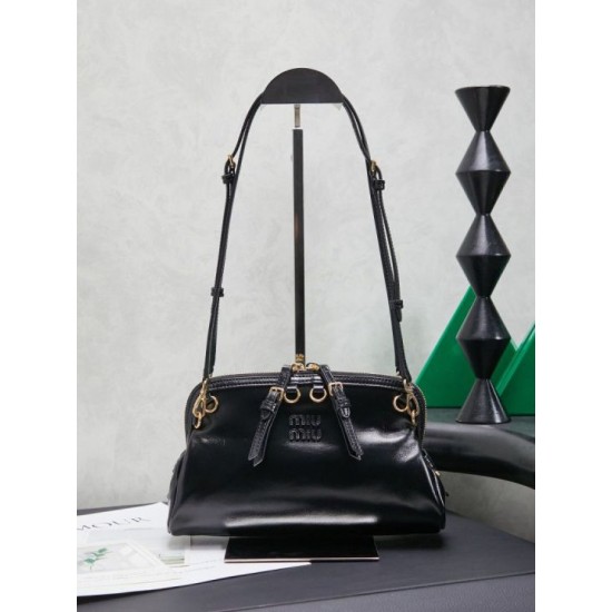 Replica di lusso Pochette Miu Miu Honey Caprice con stampa a conchiglia 5BF131 Nero Imitazioni Cloni Pochette Miu Miu Honey Caprice con stampa a conchiglia 5BF131 Nero firmate