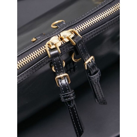 Replica di lusso Pochette Miu Miu Honey Caprice con stampa a conchiglia 5BF131 Nero Imitazioni Cloni Pochette Miu Miu Honey Caprice con stampa a conchiglia 5BF131 Nero firmate