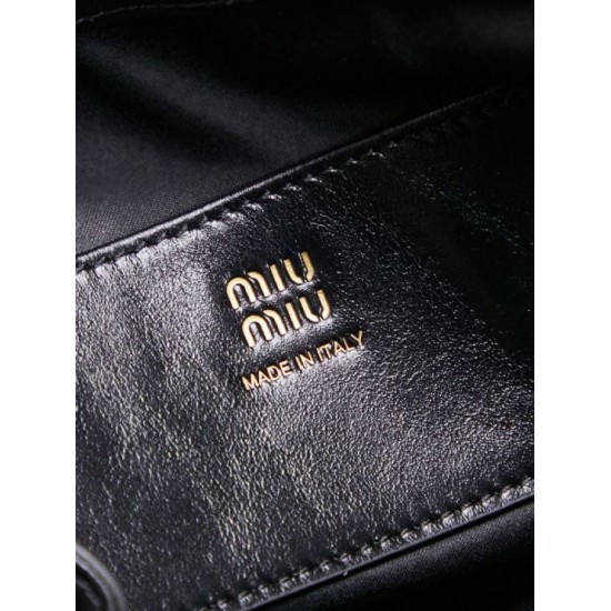 Replica di lusso Pochette Miu Miu Honey Caprice con stampa a conchiglia 5BF131 Nero Imitazioni Cloni Pochette Miu Miu Honey Caprice con stampa a conchiglia 5BF131 Nero firmate